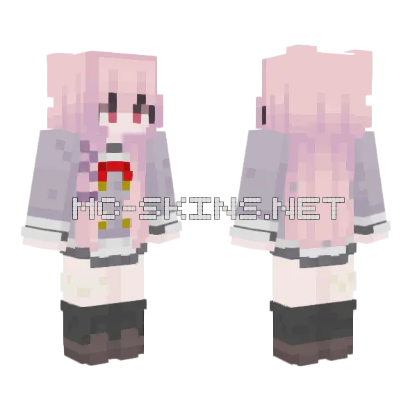 Pink Haired School Girl Minecraft skin, front and back