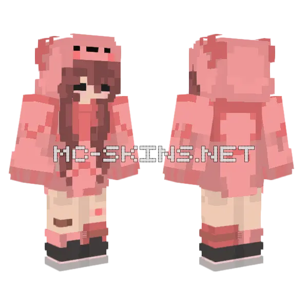 Pink Hoodie Girl, front and back