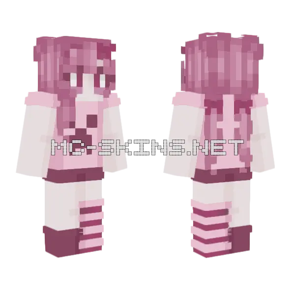 Pink Hoodie Girl, front and back