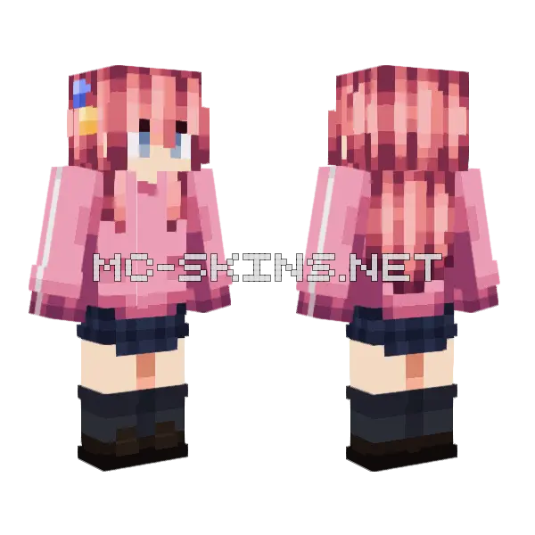 Pink Hoodie Girl, front and back
