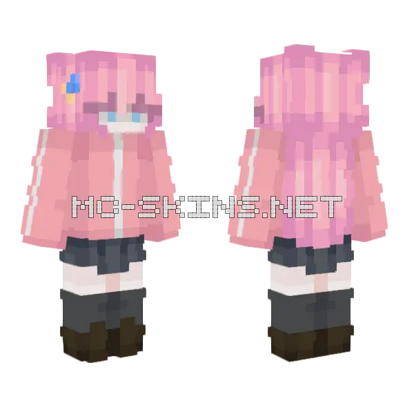 Pink Hoodie Girl Minecraft skin, front and back