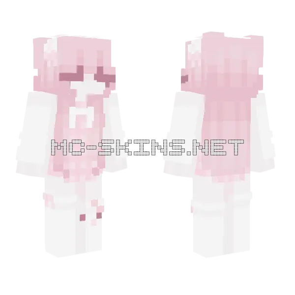 Pink Kawaii Girl Minecraft skin, front and back