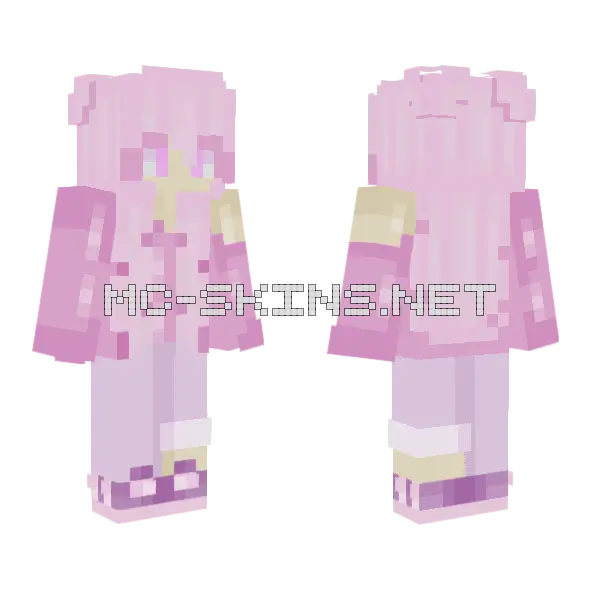 Pink Kawaii Outfit Minecraft skin, front and back