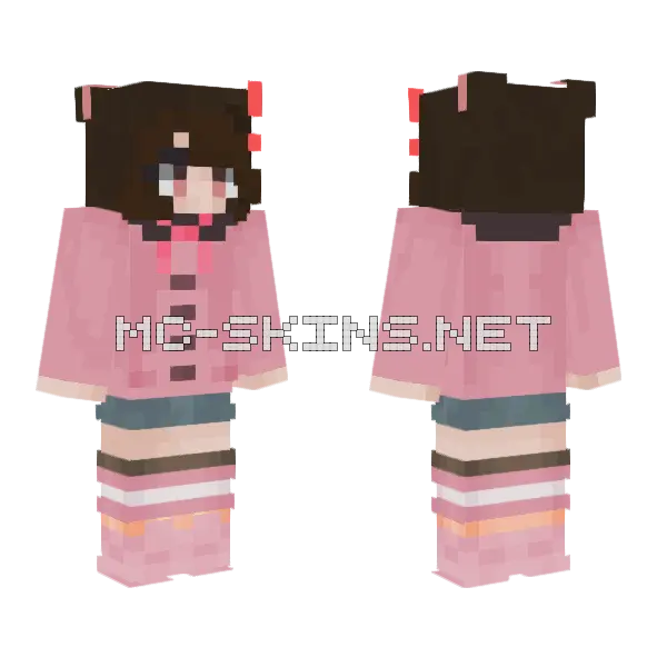 Pink Kimono Girl Minecraft skin, front and back
