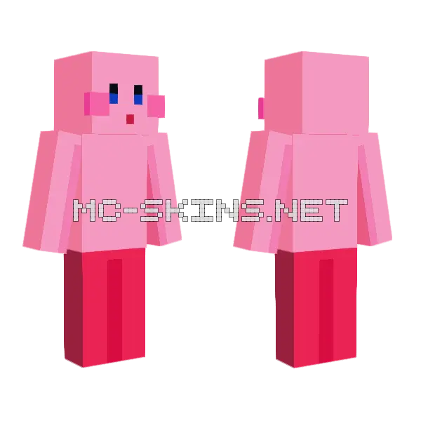 Pink Kirby Minecraft skin, front and back