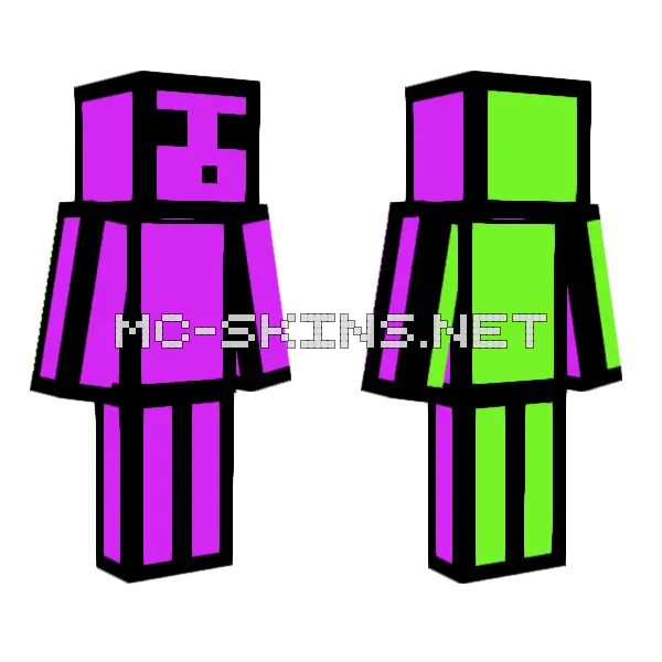 Pink Lime Green Slime Minecraft skin, front and back