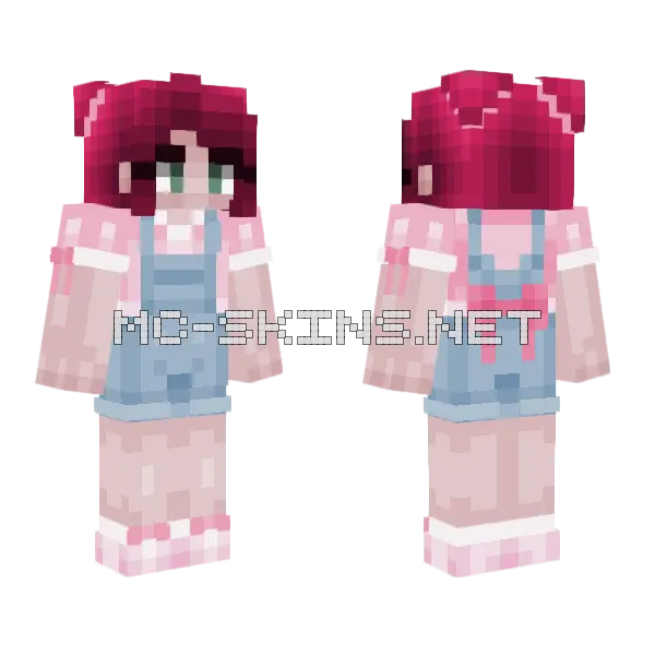 Pink Overalls Girl, front and back