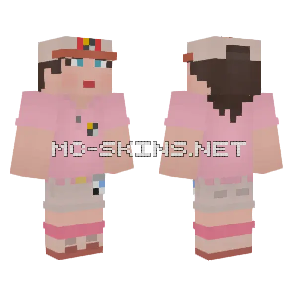 Pink Park Staff Uniform Minecraft skin, front and back