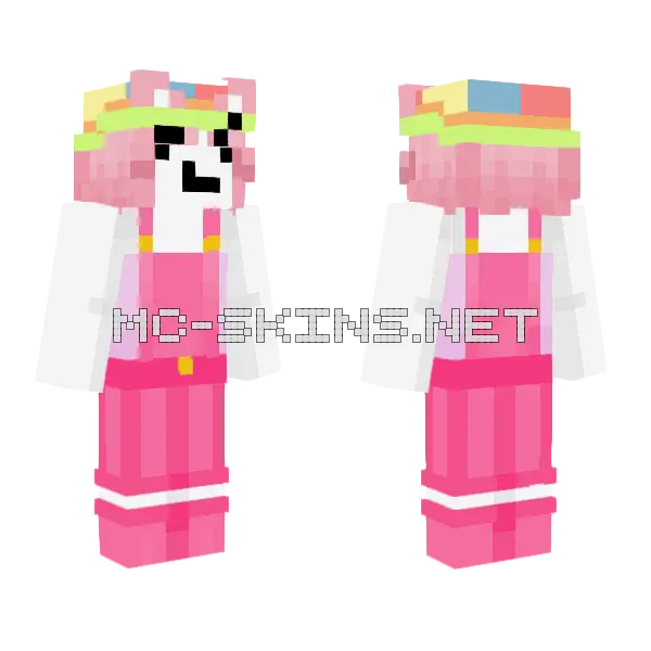 Pink Party Hat Girl Minecraft skin, front and back