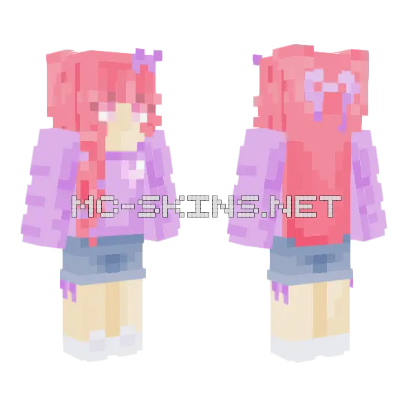 Pink Pastel Outfit Minecraft skin, front and back