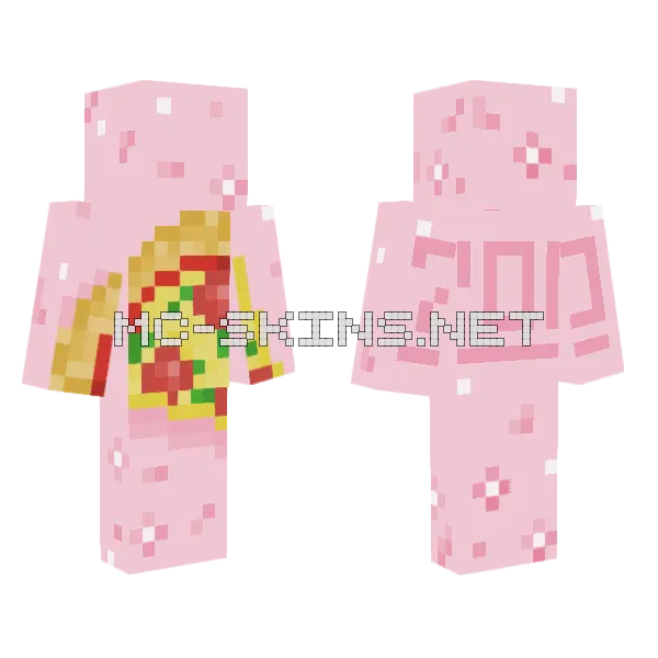 Pink Pizza Outfit Minecraft skin, front and back