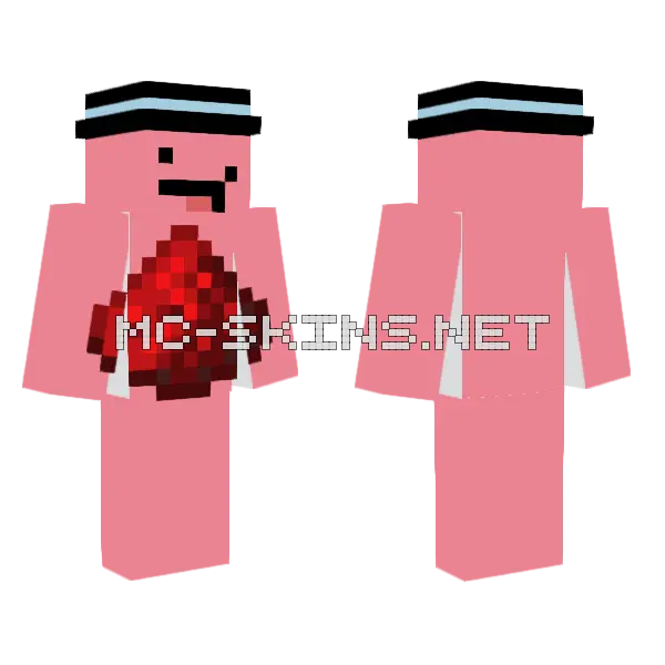 Pink Redstone Minecraft skin, front and back