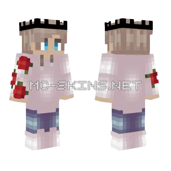 Pink Rose Sweater Male Minecraft skin, front and back