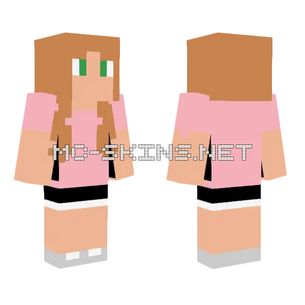 Pink Shirt Girl Minecraft skin, front and back