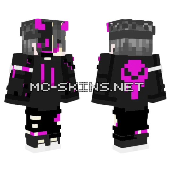 Pink Skull Guy Minecraft skin, front and back