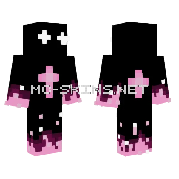 Pink Star Gradient Minecraft skin, front and back