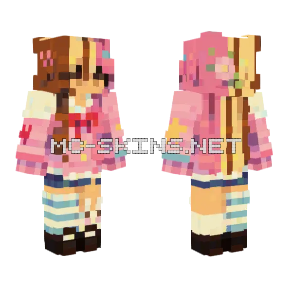 Pink Star Outfit Minecraft skin, front and back