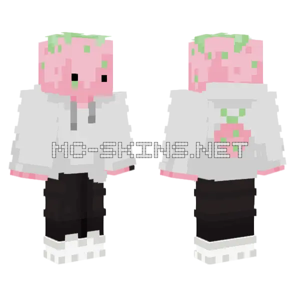 Pink Strawberry Hoodie, front and back