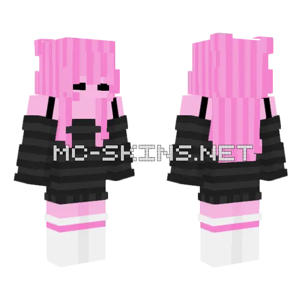 Pink Striped Outfit Minecraft skin, front and back