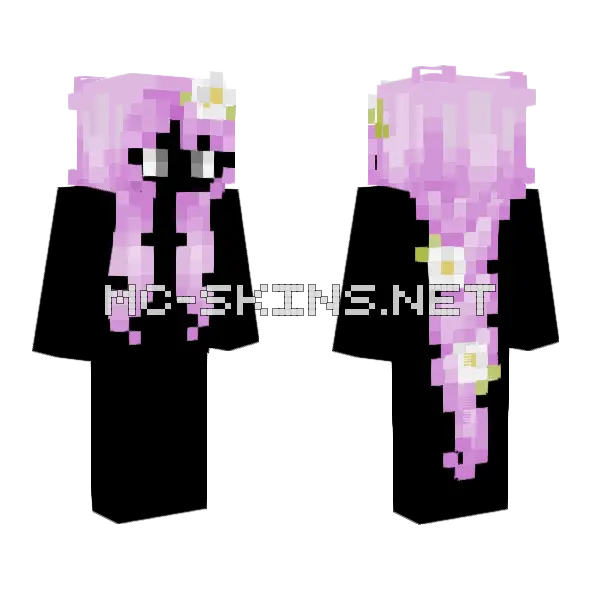 Pink Summer Breeze Hair Base Minecraft skin, front and back