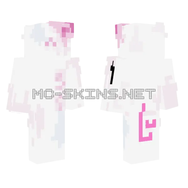 Pink Text Skin, front and back