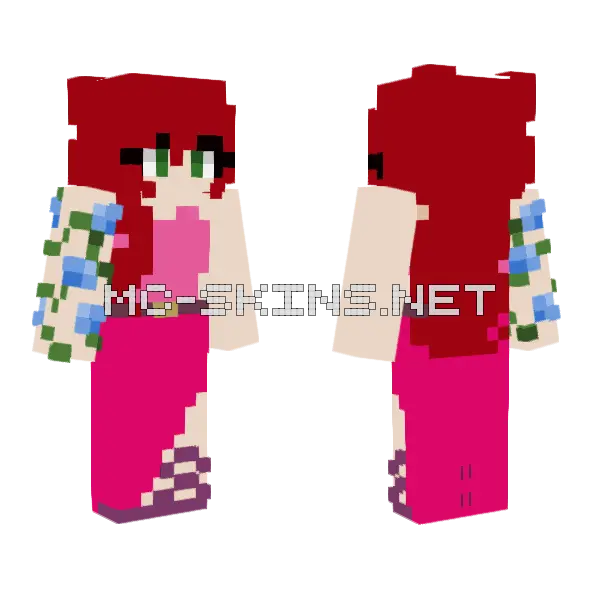 Pink Tr3 Outfit Minecraft skin, front and back