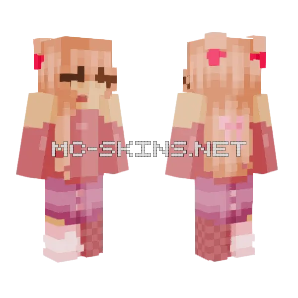 Pink Valentine Holiday Skin Minecraft skin, front and back