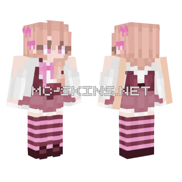 Pink Witchy Girl Minecraft skin, front and back