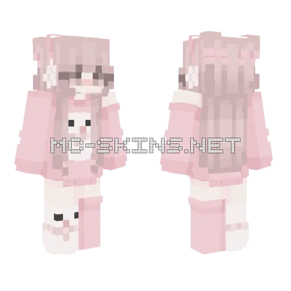 Pink Xmas D Minecraft skin, front and back