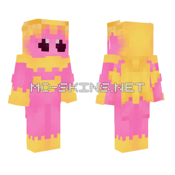 Pink Yellow Pinecone Minecraft skin, front and back