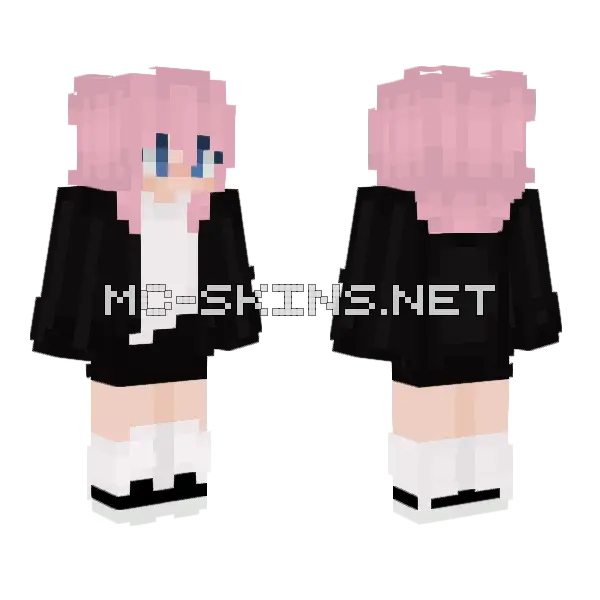 Pinkinter Girl Minecraft skin, front and back