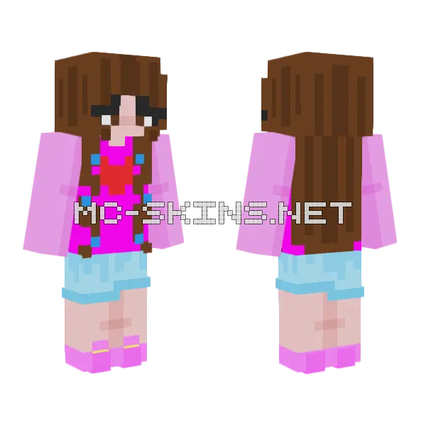 Pinky Girl Minecraft skin, front and back