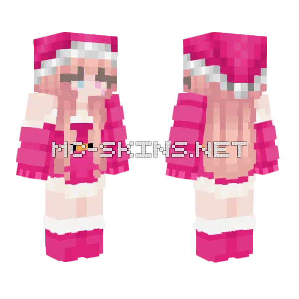 Pinky Santa Claus Minecraft skin, front and back