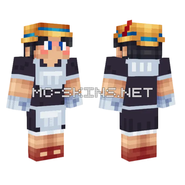 Pinocchio Maid Minecraft skin, front and back
