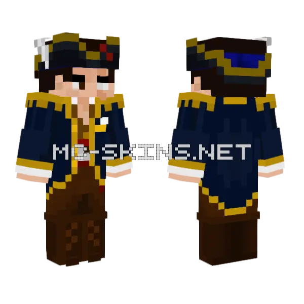 Pirate Captain Minecraft skin, front and back