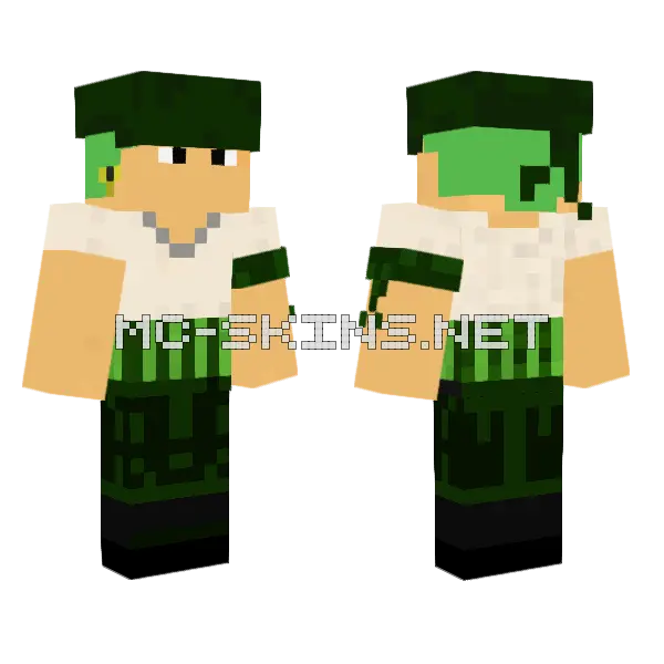 Pirate Hunter Zoro Minecraft skin, front and back