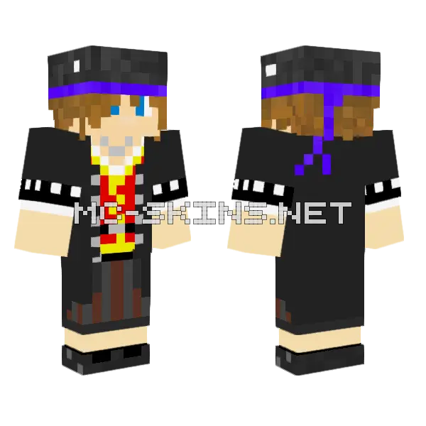 Pirate Sora Minecraft skin, front and back