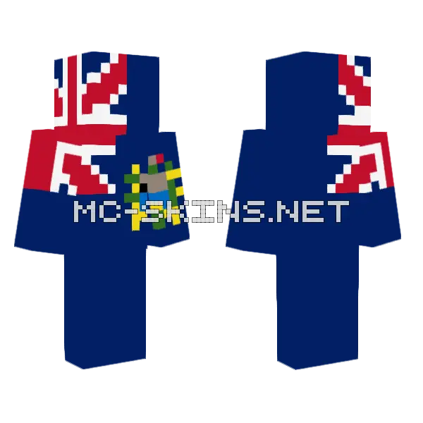 Pitcairn Islands Flag Minecraft skin, front and back