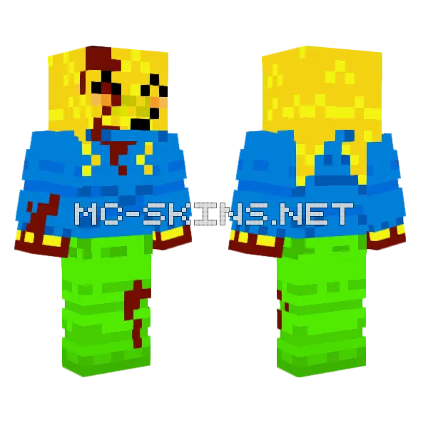 Pixelated Blue Character Minecraft skin, front and back