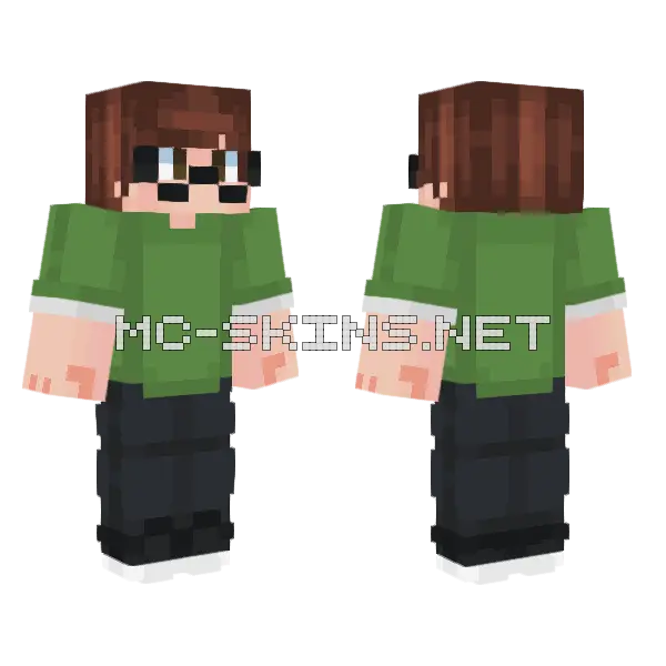 Pixelmaksis Green Jacket Minecraft skin, front and back