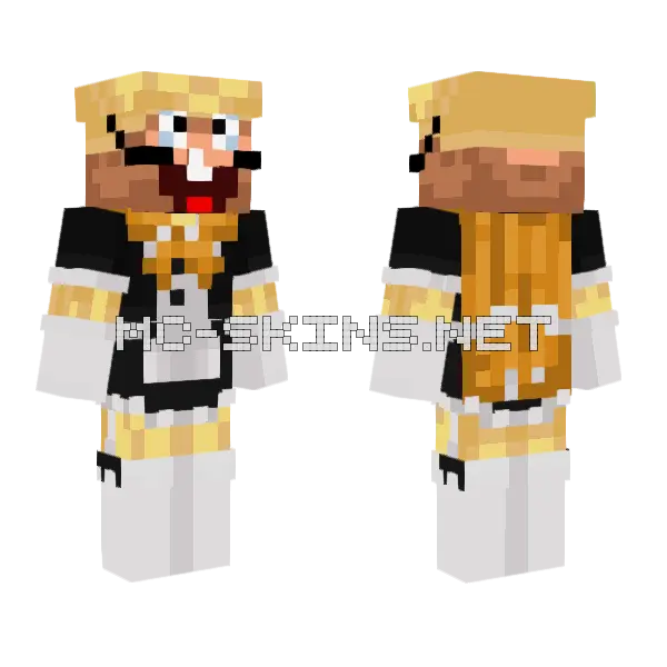 Pizza Tower Maid Minecraft skin, front and back