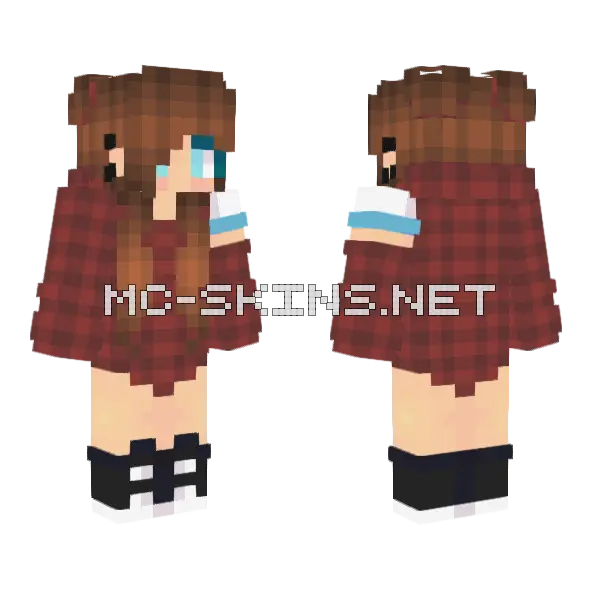 Plaid Sweater Girl Minecraft skin, front and back