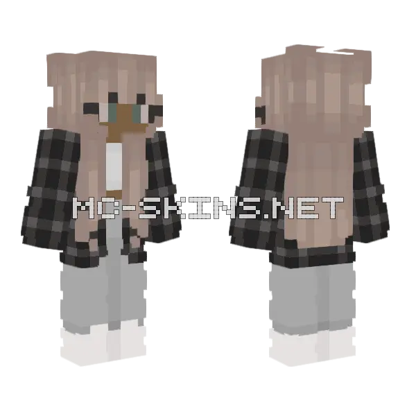 Plaid Sweater Girl Minecraft skin, front and back