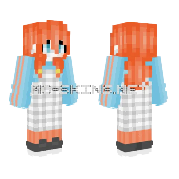Plaid White Dress 3 Minecraft skin, front and back