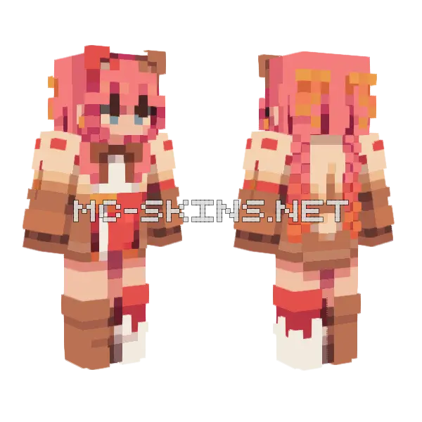 Playful Pink Girl Minecraft skin, front and back