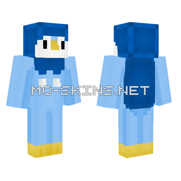 Plinfa Piplup Pokemon Upgrade Minecraft skin, front and back