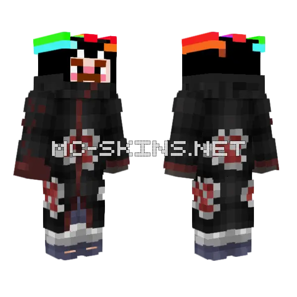 Pochakatsuki Akatsuki Cloak Minecraft skin, front and back
