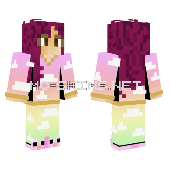 Poisoncherry Sunset Pajamas Minecraft skin, front and back
