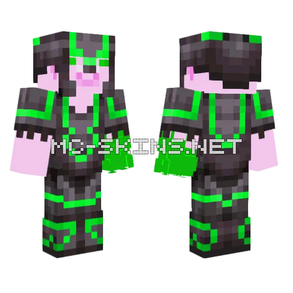 Poisoned Pig Knight Minecraft skin, front and back