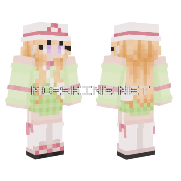 Pokemon Girl Pastel Minecraft skin, front and back